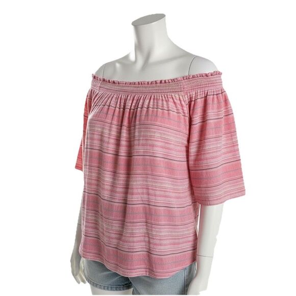 Beach Lunch Lounge Women's Short Sleeve Boho Blouse Top Size 3X 100% Cotton - Picture 2 of 10